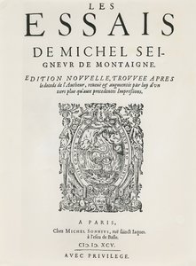 „Les Essais“, od Michela de Montaigne, vydáno 1595 (rytina) od French School
