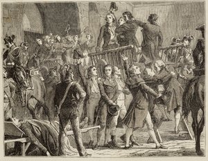 Girondinové odjíždějí na lešení - v „Histoire de France““ od Henriho Martina od French School