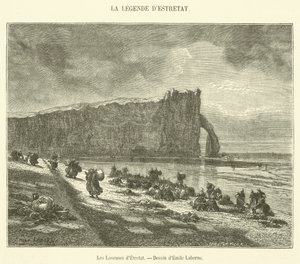 The Washers of Etretat (rytina) od French School