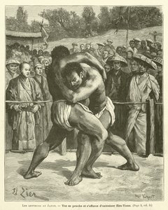 The Wrestlers In Japan (rytina) od French School