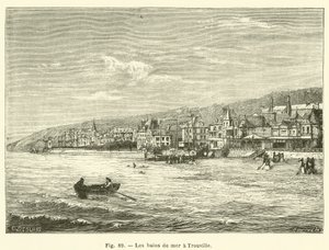 Mořské koupání v Trouville (rytina) od French School