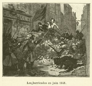 Barikády v červnu 1848 (rytina) od French School