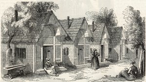 Chaty Salpetriere pro neklidné šílence - rytina v „Tableau-de-Paris“ od Edmonda Texiera 1852 od French School