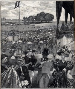 Les Courses de lyon (racetracks de Lyon) - po velké ceně - rytina v „Le Progres illustrious““ z roku 1895 od French School