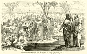 Egyptské vody se mění v krev (rytina) od French School