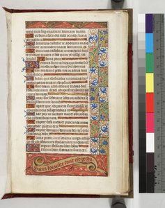 Lewis E 113 f.20r Zdobená textová stránka s mottem Bez loajality je vše ztraceno, 1500-15