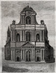 Kostel Saint Gervais Saint Protais (Saint-Gervais-Saint-Protais) (fasáda Klementa II. Metezeaua) Paříž (4. arr) Rytina do „“ Fyzických, civilních a morálních dějin Paříže: od nejstarších historických dob po současnost “ od Jacques Antoine Dulaure od French School