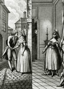 Osvobození - v „Děje po dni ženy z Francouzské republiky“, Restif de La Bretonne (1734-1806), Ženeva 1791-1794. od French School