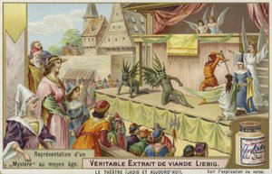 Liebigova karta s vyobrazením středověkého tajemství od French School