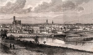 Limoges - Haute-Vienne - rytina v „La France illustree: geografie, historie, statistická správa“ od V.A. Sladově hnědá. 1884 od French School