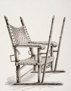 Židle na podestýlku, kterou používal Carlos I. ze Španělska, z Les Arts au Moyen Age, vydané v roce 1873 od French School