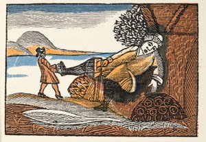 Little Thumb from Historys or Tales of Past Times vyprávěný Matkou Husou, S morálkou, M. Perraultem, hospoda. 1925 (ručně kolorovaný dřevotisk) od French School