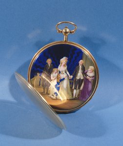 Medailonek se smaltem Ludvíka XVI., Marie Antoinetty a rodiny (smalt) od French School