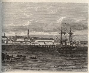 Lorient - Morbihan v regionu Bretaň - rytina v „La France illustrée: geografie, historie, statistická správa“ od V.A. Malt-Brown. 1884 od French School
