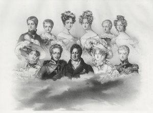 Louis-Philippe I a jeho rodina v roce 1830 (rytina) od French School