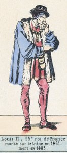 Ludvík 11, 55. král Francie, nastoupil na trůn roku 1461, zemřel roku 1483 (barevná rytina) od French School