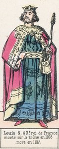 Louis 6, 40. král Francie, nastoupil na trůn v roce 1108, zemřel v roce 1137 (barevná rytina) od French School