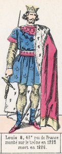 Ludvík 8, 43. král Francie, nastoupil na trůn roku 1223, zemřel roku 1226 (barevná rytina) od French School
