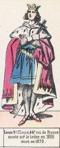 Louis 9 (St Louis), 44. král Francie, nastoupil na trůn v roce 1226, zemřel v roce 1270 (barevná rytina) od French School