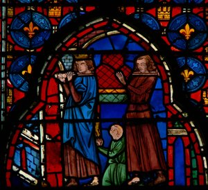 Ludvík IX. přenáší relikvie do Sainte-Chapelle za asistence Roberta DArtoise, 1246-48 od French School