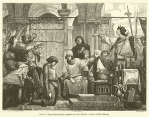 Louis IX a Enguerrand de Couci (rytina) od French School