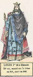 Louis Ier dit le Debonnaire, 25. král, nastoupil na trůn roku 814, zemřel roku 840 (barevná rytina) od French School