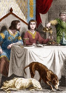 Ludvík VII. Mladý neboli zbožný (1120-1180) se svou ženou Alienor Akvitánskou (1122-1204) (nebo Eleonorou z Guyenne). od French School