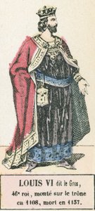 Ludvík VI. dit le Gros, 46. král, nastoupil na trůn roku 1108, zemřel roku 1137 (barevná rytina) od French School