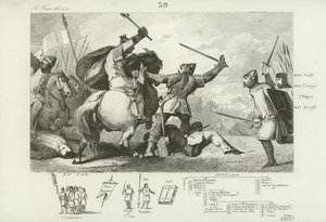 Ludvík VI. Francouzský bojující proti Angličanům v bitvě u Brenneville, 1119. od French School
