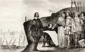 Ludvík XIII. (1602-43) při obléhání La Rochelle v říjnu 1628, z „Histoire de France“ od Colarta, vydaného kolem roku 1840 od French School