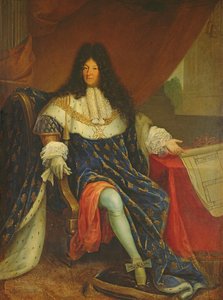 Louis XIV (1638-1715) držící plán Maison Royale de Saint-Cyr