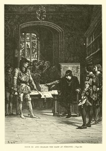 Louis XI a Charles Rash v Peronne od French School