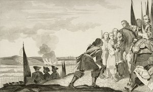 Ludvík XV (1710-74) v bitvě u Fontenoi v roce 1745, z „Histoire de France“ od Colarta, vydáno kolem roku 1840 (rytina) od French School