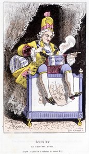 Ludvík XV - v „“Historie Francie Tintamarresque““ od Touchatout od French School