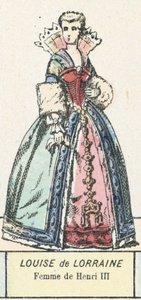 Louise de Lorraine, manželka Jindřicha III. (barevná rytina) od French School