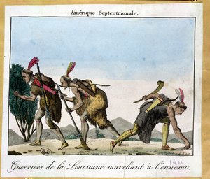 Louisianští indiáni sledují svého nepřítele, kolem roku 1811 od French School