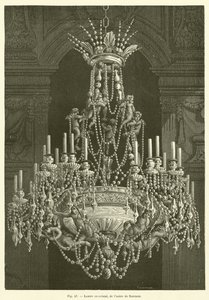 Křišťálový lustr, z továrny Baccarat (rytina) od French School