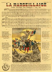 Text a hudba Marseillaisy, francouzské hymny, kterou složil Rouget de Lisle (Rouget de L