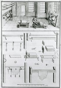 MS 1064 fol 11 Descriptions of Arts & Crafts od Denise Diderota (1713-84), vydáno kolem roku 1770. (černobílá fotografie) od French School
