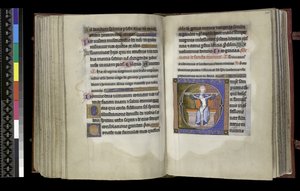 MS 300 f.197v-198r, Volební právo k Trojici, z žaltáře a hodin Isabely Francouzské, Paříž, c.1265-70 (pero, inkoust a tempera na pergamenu) od French School
