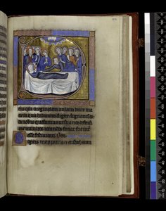 MS 300 f.281r, Sborníky, kázání a lekce pro Nanebevzetí Panny Marie, z žaltáře a hodin Isabely Francouzské, Paříž, kolem 1265-70 (pero, inkoust a tempera na pergamenu) od French School