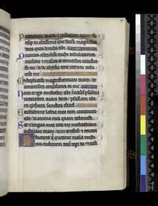 MS 300 f.75r, ze Žaltáře a hodin Isabely Francouzské, Paříž, kolem 1265-70 (pero a tuš a tempera na pergamenu) od French School