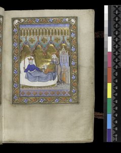 MS 300 f.IVr, folio ze Žaltáře a hodin Isabely Francouzské, Paříž, kolem 1265-70 (pero a tuš a tempera na pergamenu) od French School