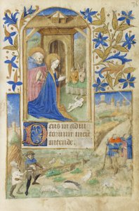 MS 39-1950 f.76r The Nativity, 1464 (zlato stříbro a barevný inkoust na pergamenu) od French School