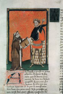 MS Hunter 8 f.9r Překladatel Courbichon představuje knihu Karlu V od French School