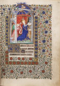 MS Widener 6 f.29r, Zvěstování, z Knihy hodin, použití Paříže od French School
