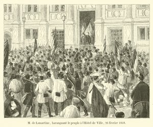M de Lamartine, namlouvání lidem v Hôtel de Ville, 26. února 1848 od French School