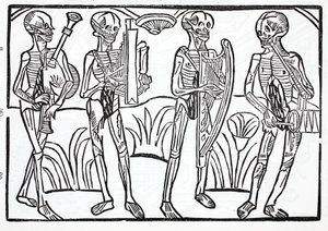 Macabre dance - kostry hudebníků v orchestru od French School
