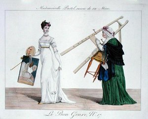 Mademoiselle Pastel Následuje její matka, deska 17 z „Le Bon Genre“ od French School