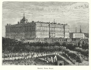 Madrid, Palais Royal (rytina) od French School